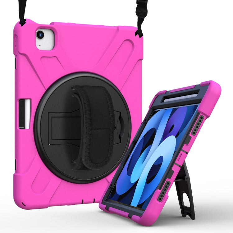 Shockproof Colorful Silicone + PC Protective Case with Holder & Shoulder Strap & Hand Strap For iPad Pro 11 2022 / 2021 / 2020 / 2018 / Air 4 2020 (Rose Red) - iPad Air (2022) / (2020) 10.9 Cases by buy2fix | Online Shopping UK | buy2fix
