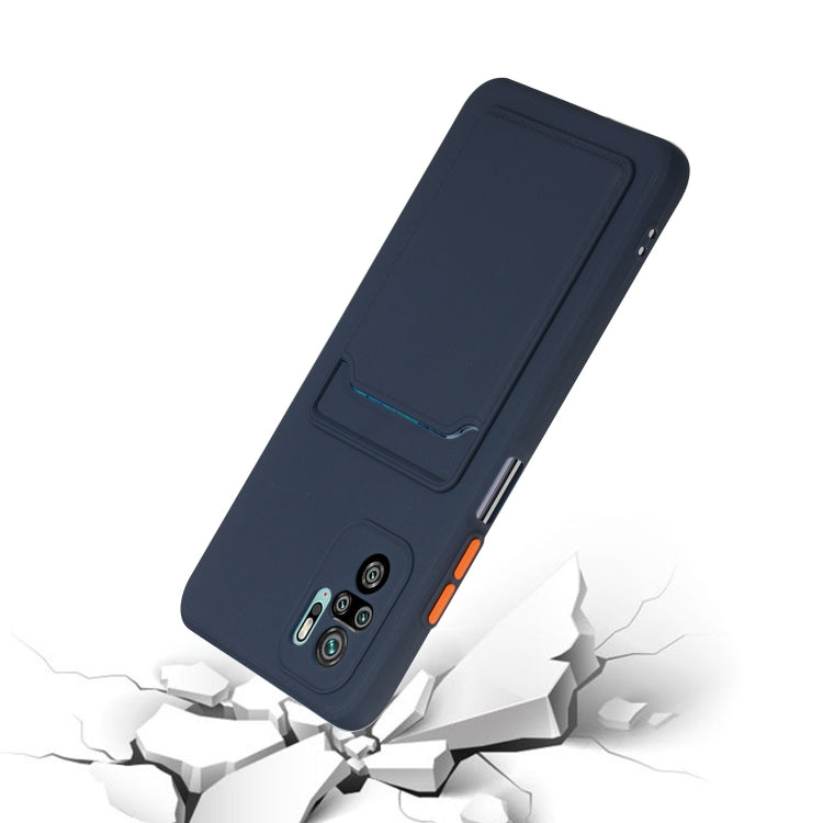 For Xiaomi Redmi Note 10 5G Card Slot Design Shockproof TPU Protective Case(Dark Blue) - Xiaomi Cases by buy2fix | Online Shopping UK | buy2fix