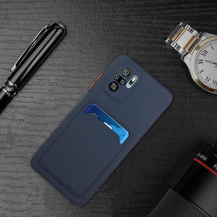 For Xiaomi Redmi Note 10 5G Card Slot Design Shockproof TPU Protective Case(Dark Blue) - Xiaomi Cases by buy2fix | Online Shopping UK | buy2fix