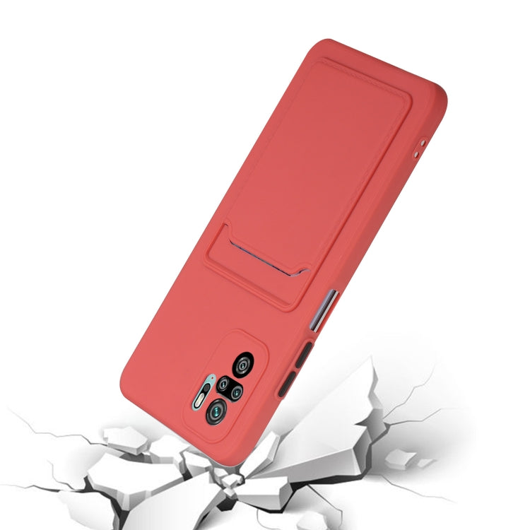 For Xiaomi Redmi Note 10 5G Card Slot Design Shockproof TPU Protective Case(Plum Red) - Xiaomi Cases by buy2fix | Online Shopping UK | buy2fix