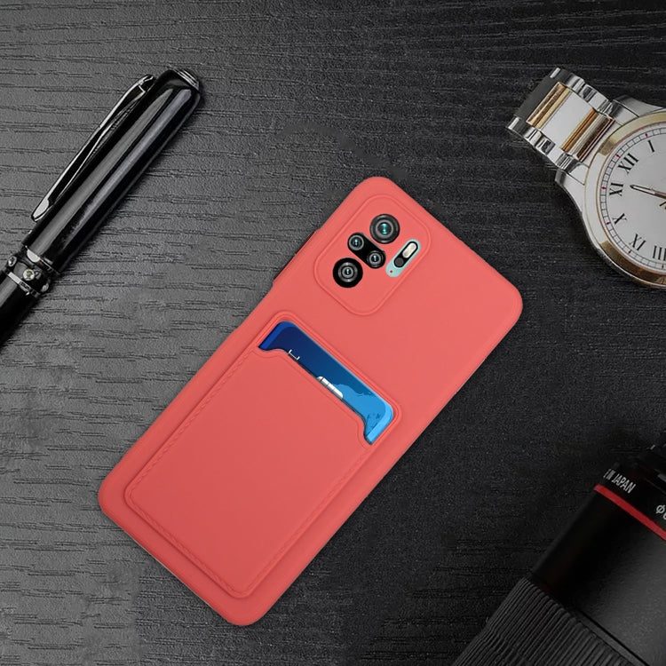 For Xiaomi Redmi Note 10 5G Card Slot Design Shockproof TPU Protective Case(Plum Red) - Xiaomi Cases by buy2fix | Online Shopping UK | buy2fix