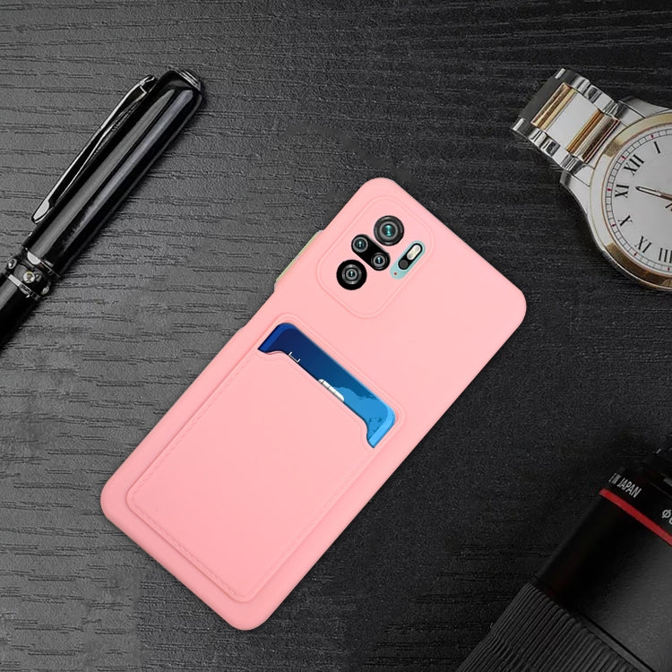 For Xiaomi Redmi Note 10 5G Card Slot Design Shockproof TPU Protective Case(Pink) by buy2fix