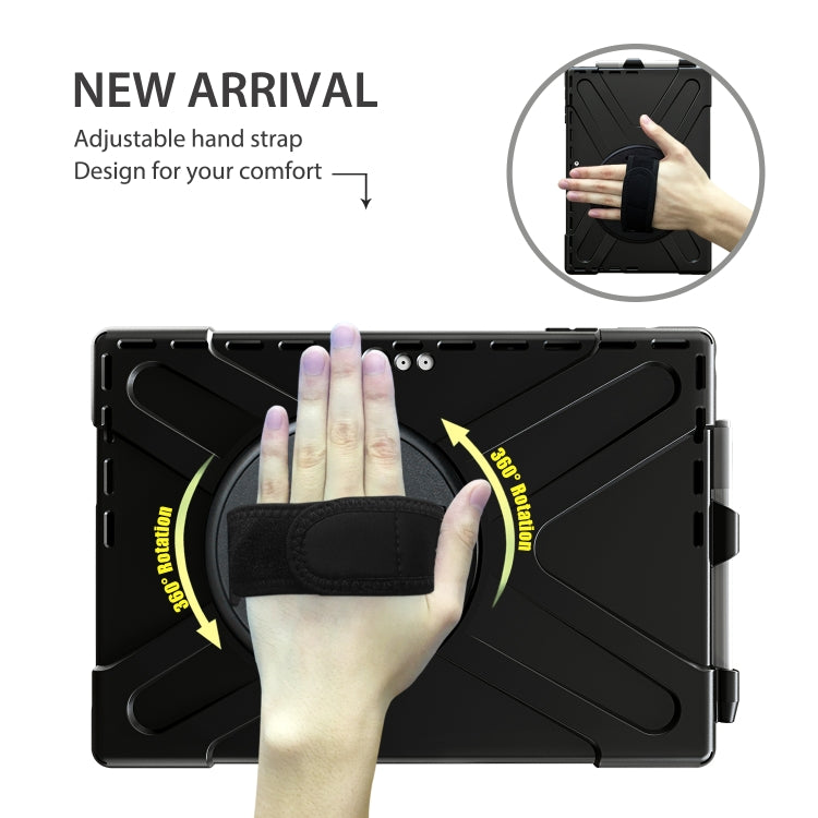 For Microsoft Surface Pro 4 / 5 / 6 / 7 / 7+ Shockproof Colorful Silicone + PC Protective Case with Holder & Hand Strap & Pen Slot(Black) - Microsoft by buy2fix | Online Shopping UK | buy2fix