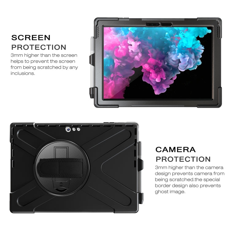 For Microsoft Surface Pro 4 / 5 / 6 / 7 / 7+ Shockproof Colorful Silicone + PC Protective Case with Holder & Hand Strap & Pen Slot(Black) - Microsoft by buy2fix | Online Shopping UK | buy2fix