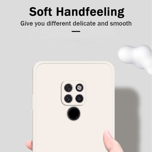 For Huawei Mate 20 Solid Color Imitation Liquid Silicone Straight Edge Dropproof Full Coverage Protective Case(White) by buy2fix