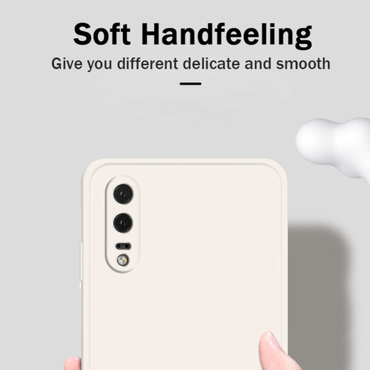 For Huawei P20 Solid Color Imitation Liquid Silicone Straight Edge Dropproof Full Coverage Protective Case(Blue) by buy2fix