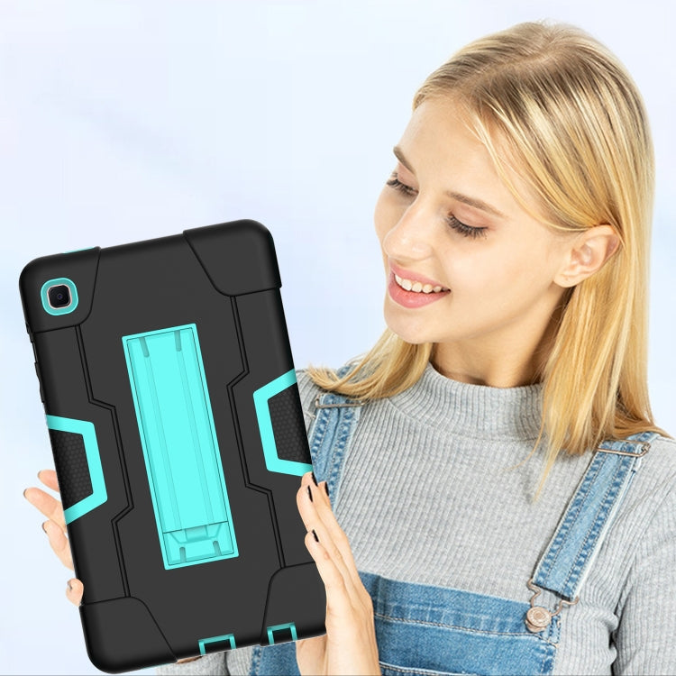 For Samsung Galaxy Tab A7 Lite T225 Contrast Color Robot Shockproof Silicone + PC Protective Case with Holder(Black + Mint Green) - Tab A7 Lite T220 / T225 by buy2fix | Online Shopping UK | buy2fix