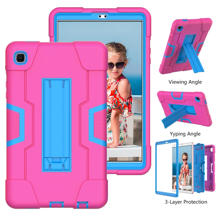 For Samsung Galaxy Tab A7 Lite T225 Contrast Color Robot Shockproof Silicone + PC Protective Case with Holder(Rose Red + Blue) - Tab A7 Lite T220 / T225 by buy2fix | Online Shopping UK | buy2fix