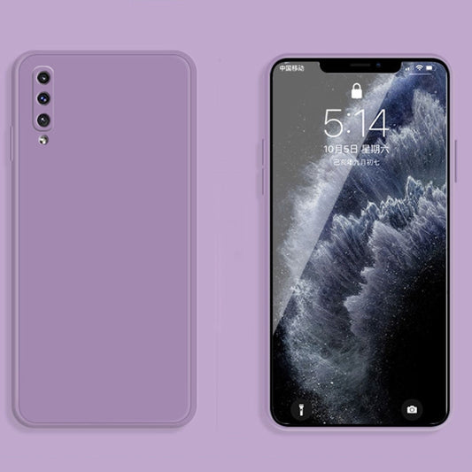 For Samsung Galaxy A50 Solid Color Imitation Liquid Silicone Straight Edge Dropproof Full Coverage Protective Case(Purple) by buy2fix