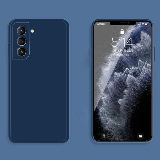 For Samsung Galaxy S21 5G Solid Color Imitation Liquid Silicone Straight Edge Dropproof Full Coverage Protective Case(Blue) by buy2fix