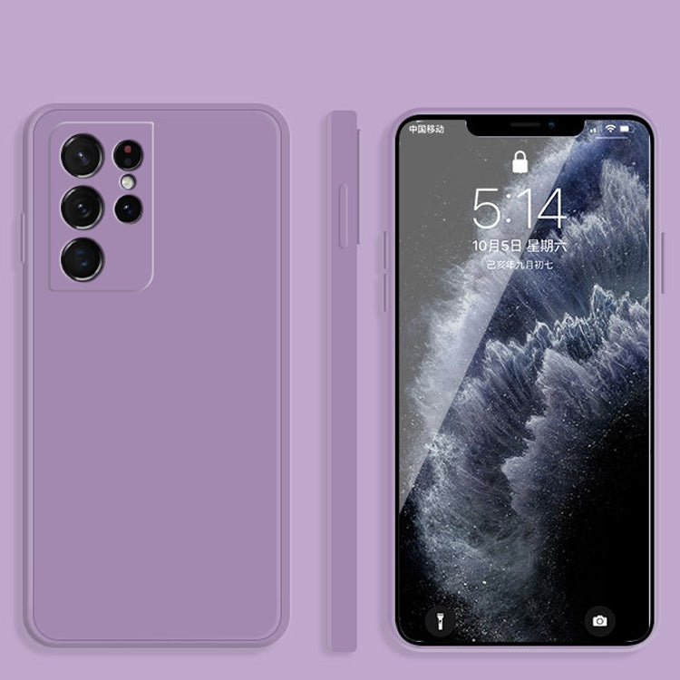 For Samsung Galaxy S21 Ultra 5G Solid Color Imitation Liquid Silicone Straight Edge Dropproof Full Coverage Protective Case(Purple) - Galaxy S21 Ultra 5G Cases by buy2fix | Online Shopping UK | buy2fix