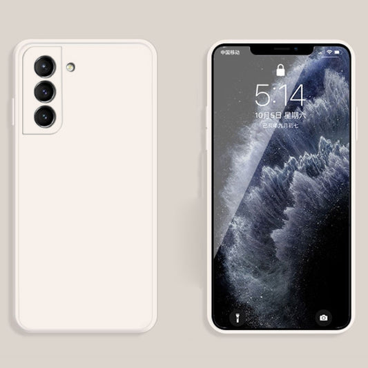 For Samsung Galaxy S21+ 5G Solid Color Imitation Liquid Silicone Straight Edge Dropproof Full Coverage Protective Case(White) by buy2fix