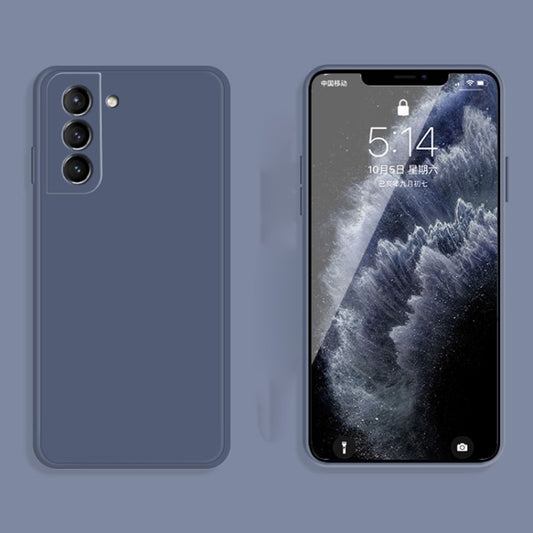 For Samsung Galaxy S21+ 5G Solid Color Imitation Liquid Silicone Straight Edge Dropproof Full Coverage Protective Case(Grey) by buy2fix