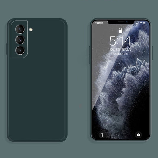 For Samsung Galaxy S21+ 5G Solid Color Imitation Liquid Silicone Straight Edge Dropproof Full Coverage Protective Case(Dark Green) by buy2fix