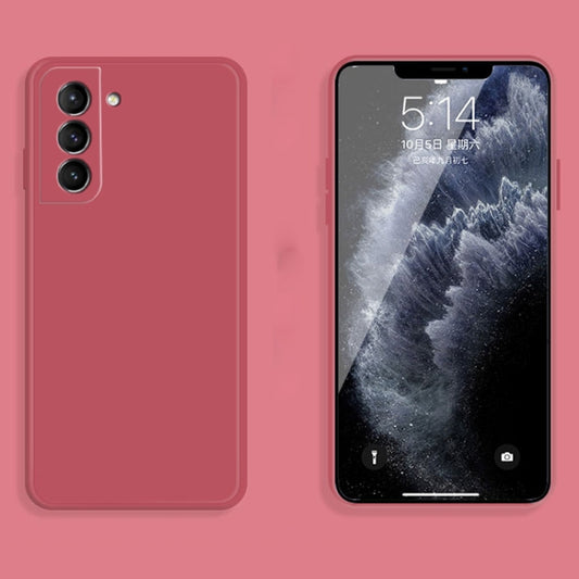 For Samsung Galaxy S21+ 5G Solid Color Imitation Liquid Silicone Straight Edge Dropproof Full Coverage Protective Case(Red) by buy2fix