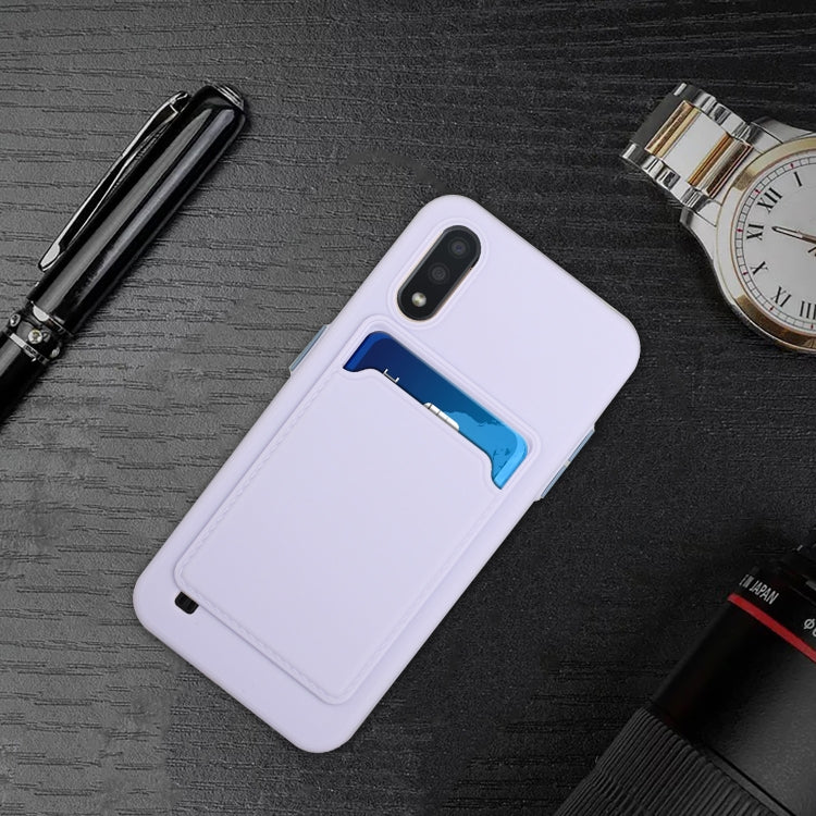 For Samsung Galaxy A01 Card Slot Design Shockproof TPU Protective Case(Purple) by buy2fix