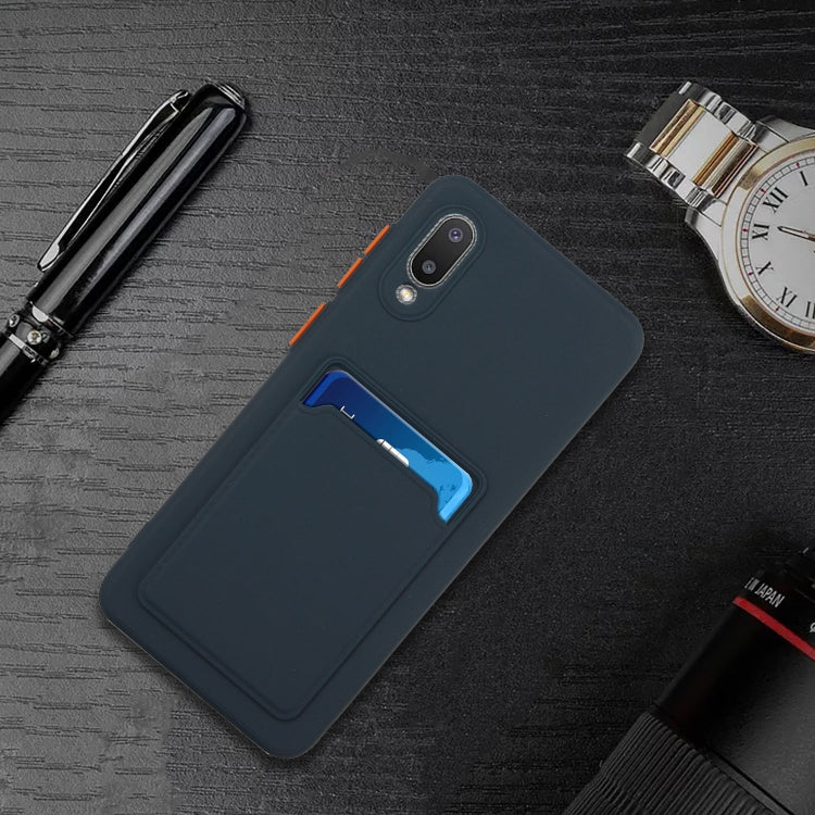For Samsung Galaxy A02 Card Slot Design Shockproof TPU Protective Case(Dark Blue) by buy2fix