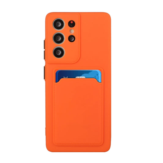 For Samsung Galaxy S21 Ultra 5G Card Slot Design Shockproof TPU Protective Case(Orange) by buy2fix