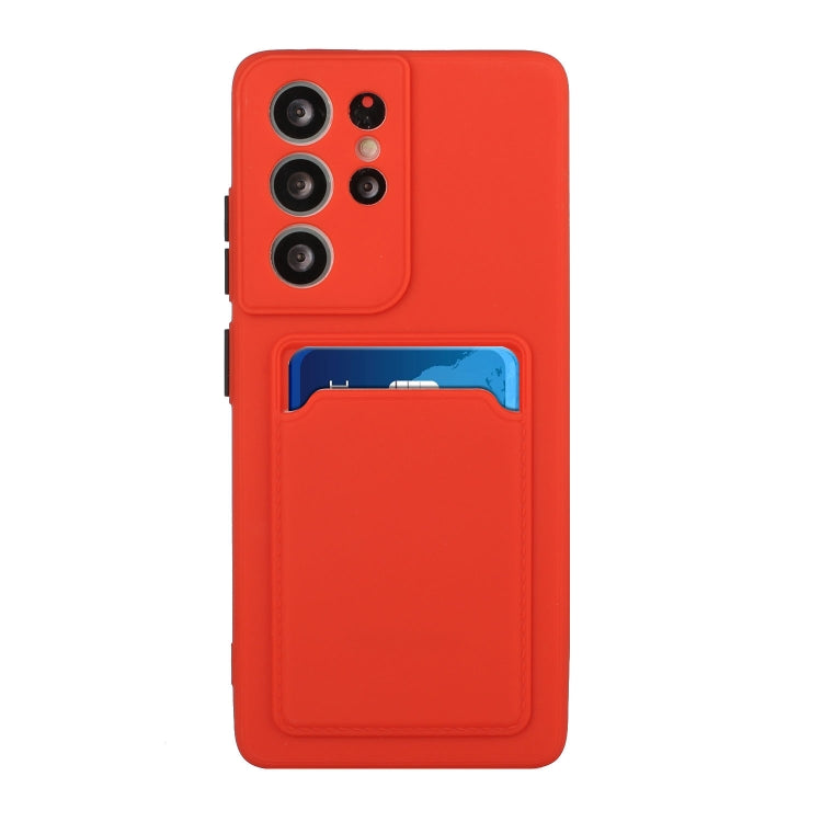 For Samsung Galaxy S21 Ultra 5G Card Slot Design Shockproof TPU Protective Case(Red) - Galaxy S21 Ultra 5G Cases by buy2fix | Online Shopping UK | buy2fix