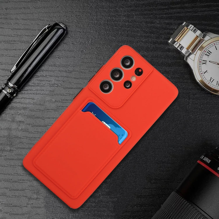 For Samsung Galaxy S21 Ultra 5G Card Slot Design Shockproof TPU Protective Case(Red) - Galaxy S21 Ultra 5G Cases by buy2fix | Online Shopping UK | buy2fix