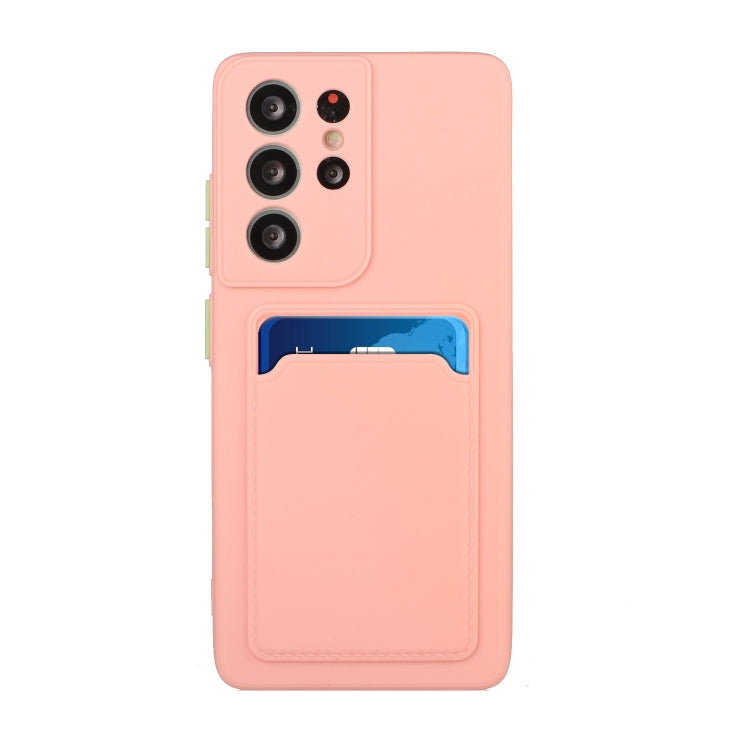 For Samsung Galaxy S21 Ultra 5G Card Slot Design Shockproof TPU Protective Case(Pink) - Galaxy S21 Ultra 5G Cases by buy2fix | Online Shopping UK | buy2fix