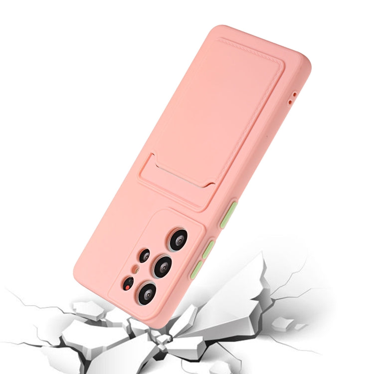 For Samsung Galaxy S21 Ultra 5G Card Slot Design Shockproof TPU Protective Case(Pink) - Galaxy S21 Ultra 5G Cases by buy2fix | Online Shopping UK | buy2fix