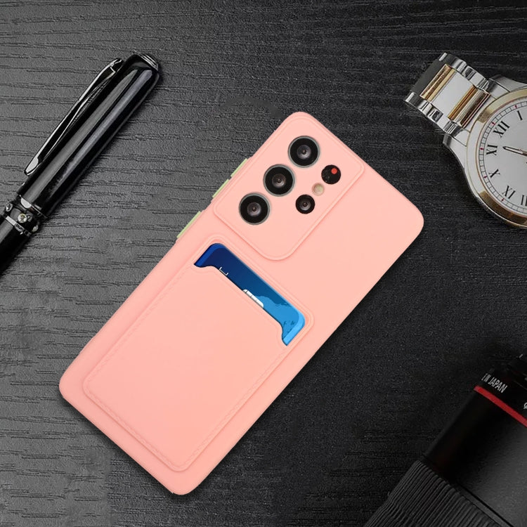 For Samsung Galaxy S21 Ultra 5G Card Slot Design Shockproof TPU Protective Case(Pink) - Galaxy S21 Ultra 5G Cases by buy2fix | Online Shopping UK | buy2fix