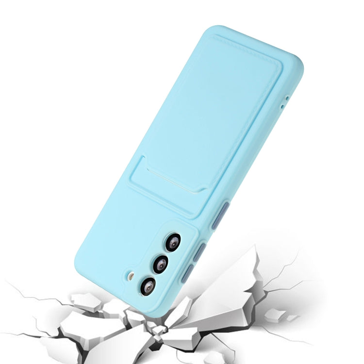 For Samsung Galaxy S21+ 5G Card Slot Design Shockproof TPU Protective Case(Sky Blue) - Galaxy S21+ 5G Cases by buy2fix | Online Shopping UK | buy2fix