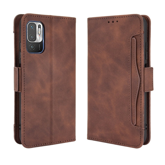 For Xiaomi Redmi Note 10 5G Skin Feel Calf Pattern Horizontal Flip Leather Case with Holder & Card Slots & Photo Frame(Brown) by buy2fix