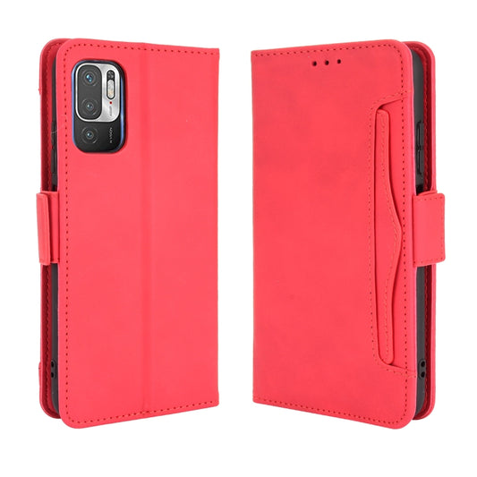 For Xiaomi Redmi Note 10 5G Skin Feel Calf Pattern Horizontal Flip Leather Case with Holder & Card Slots & Photo Frame(Red) by buy2fix