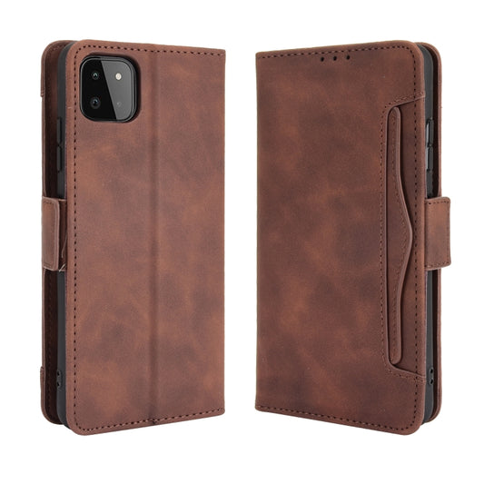 For Samsung Galaxy A22 5G Skin Feel Calf Pattern Horizontal Flip Leather Case with Holder & Card Slots & Photo Frame(Brown) by buy2fix