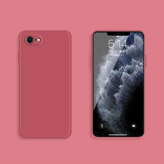 For iPhone SE 2022 / SE 2020 / 8 / 7 Solid Color Imitation Liquid Silicone Straight Edge Dropproof Full Coverage Protective Case(Red) by buy2fix