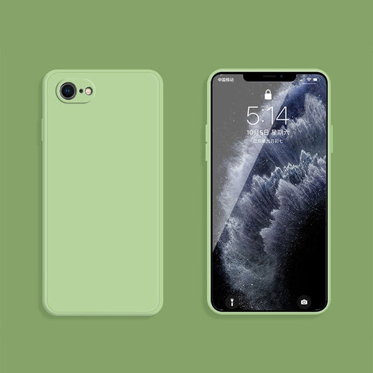 For iPhone SE 2022 / SE 2020 / 8 / 7 Solid Color Imitation Liquid Silicone Straight Edge Dropproof Full Coverage Protective Case(Matcha Green) by buy2fix