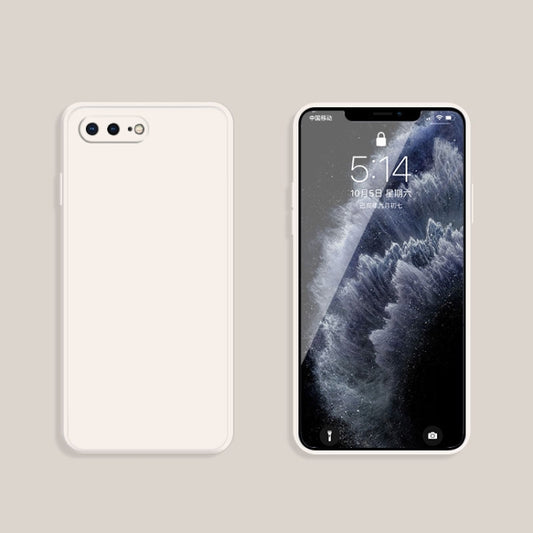 Solid Color Imitation Liquid Silicone Straight Edge Dropproof Full Coverage Protective Case For iPhone 8 Plus / 7 Plus(White) by buy2fix