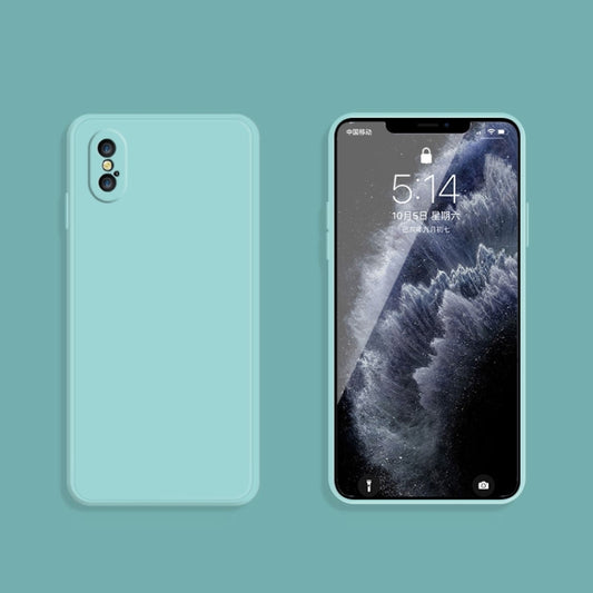 For iPhone X / XS Solid Color Imitation Liquid Silicone Straight Edge Dropproof Full Coverage Protective Case(Sky Blue) by buy2fix