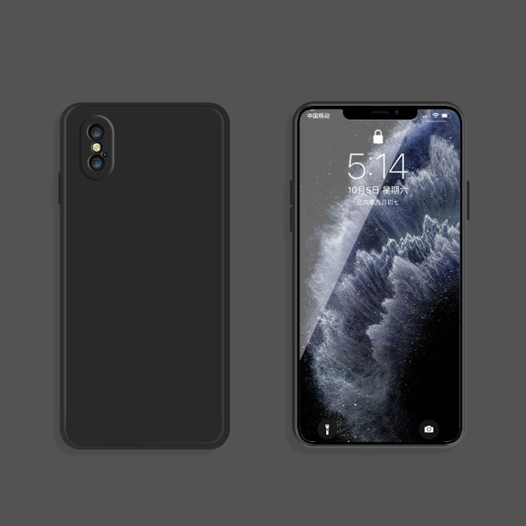 For iPhone X / XS Solid Color Imitation Liquid Silicone Straight Edge Dropproof Full Coverage Protective Case(Black) - More iPhone Cases by buy2fix | Online Shopping UK | buy2fix