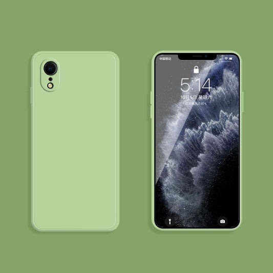 For iPhone XR Solid Color Imitation Liquid Silicone Straight Edge Dropproof Full Coverage Protective Case(Matcha Green) by buy2fix