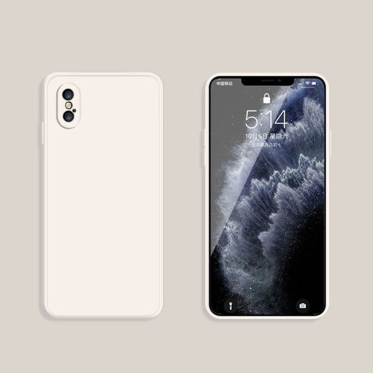 For iPhone XS Max Solid Color Imitation Liquid Silicone Straight Edge Dropproof Full Coverage Protective Case(White) by buy2fix