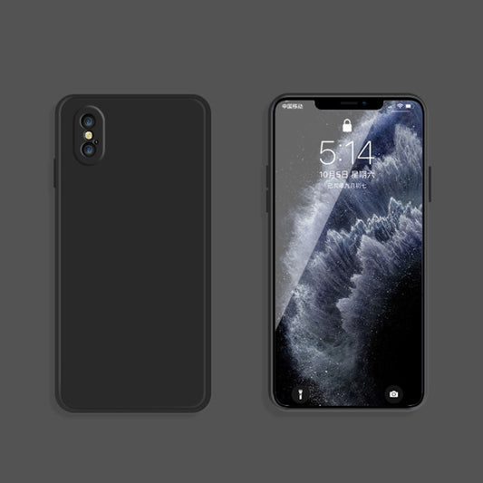 For iPhone XS Max Solid Color Imitation Liquid Silicone Straight Edge Dropproof Full Coverage Protective Case(Black) by buy2fix