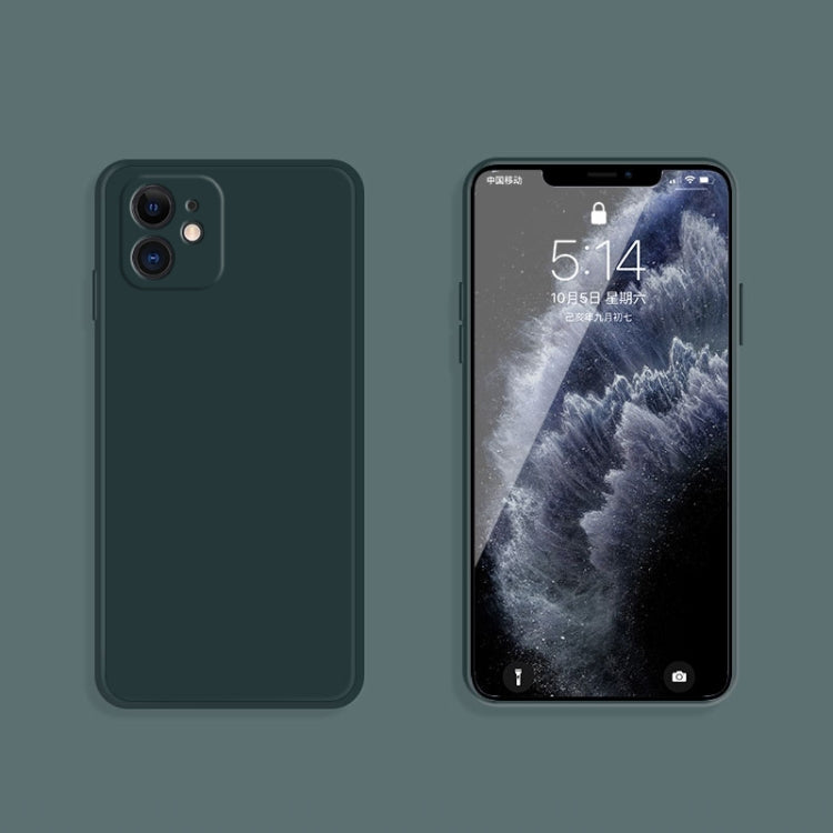 For iPhone 11 Solid Color Imitation Liquid Silicone Straight Edge Dropproof Full Coverage Protective Case (Dark Green) - iPhone 11 Cases by buy2fix | Online Shopping UK | buy2fix