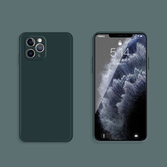 For iPhone 11 Pro Solid Color Imitation Liquid Silicone Straight Edge Dropproof Full Coverage Protective Case (Dark Green) by buy2fix