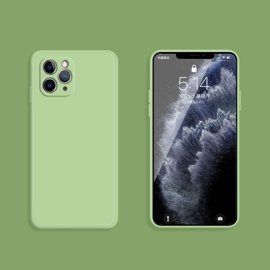 For iPhone 11 Pro Max Solid Color Imitation Liquid Silicone Straight Edge Dropproof Full Coverage Protective Case (Matcha Green) by buy2fix