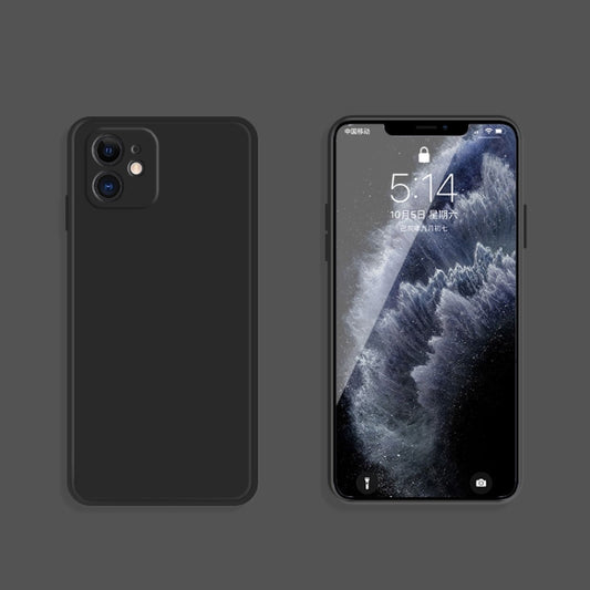 For iPhone 12 Solid Color Imitation Liquid Silicone Straight Edge Dropproof Full Coverage Protective Case(Black) by buy2fix