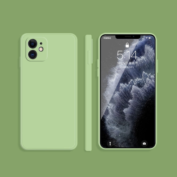 For iPhone 12 Solid Color Imitation Liquid Silicone Straight Edge Dropproof Full Coverage Protective Case(Matcha Green) - iPhone 12 / 12 Pro Cases by buy2fix | Online Shopping UK | buy2fix