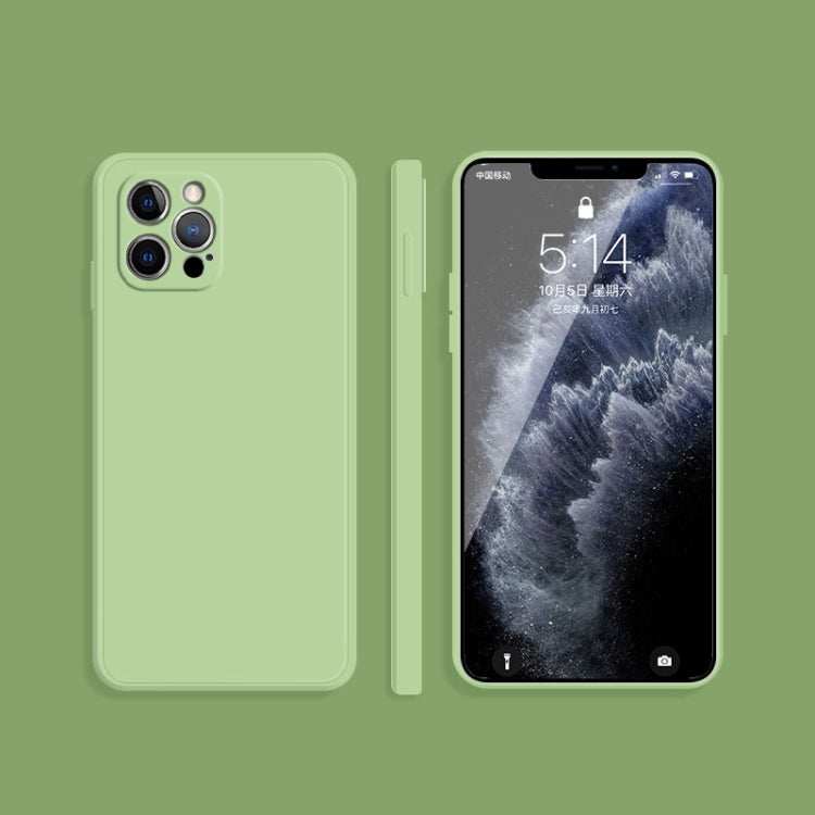 For iPhone 12 Pro Solid Color Imitation Liquid Silicone Straight Edge Dropproof Full Coverage Protective Case(Matcha Green) - iPhone 12 / 12 Pro Cases by buy2fix | Online Shopping UK | buy2fix