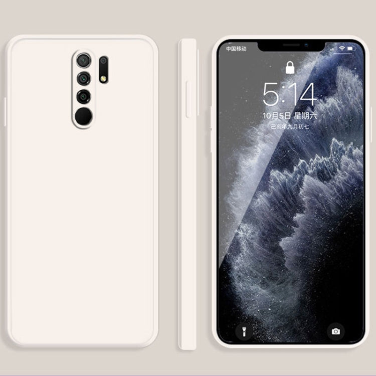 For Xiaomi Redmi 9 Solid Color Imitation Liquid Silicone Straight Edge Dropproof Full Coverage Protective Case(White) - Xiaomi Cases by buy2fix | Online Shopping UK | buy2fix