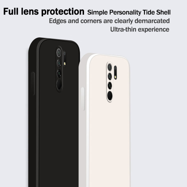 For Xiaomi Redmi 9 Solid Color Imitation Liquid Silicone Straight Edge Dropproof Full Coverage Protective Case(Blue) - Xiaomi Cases by buy2fix | Online Shopping UK | buy2fix
