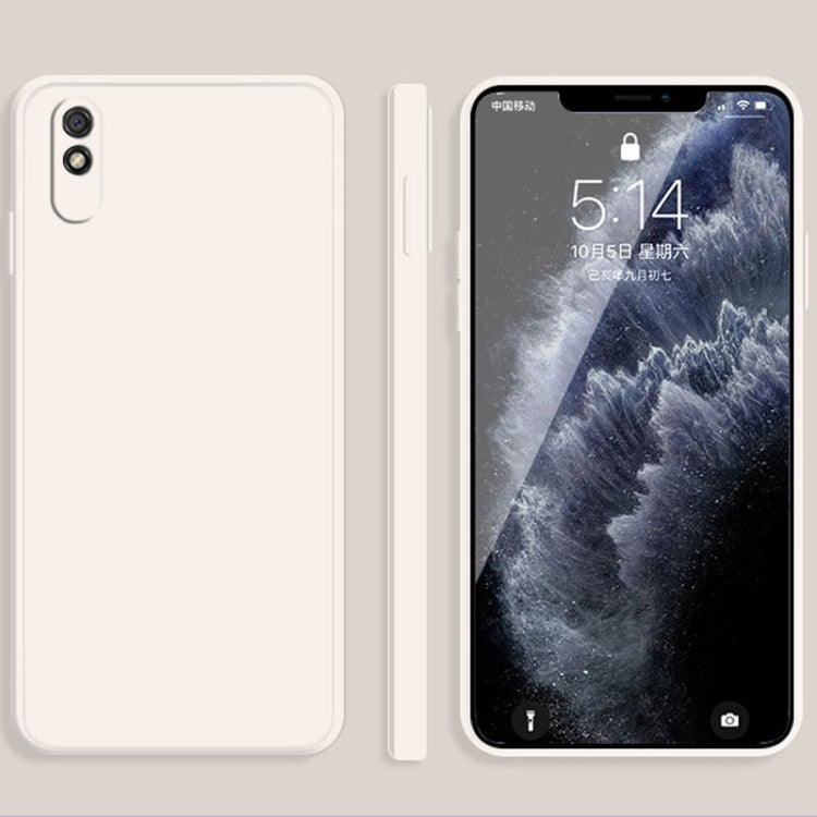 For Xiaomi Redmi 9A Solid Color Imitation Liquid Silicone Straight Edge Dropproof Full Coverage Protective Case(White) - Xiaomi Cases by buy2fix | Online Shopping UK | buy2fix