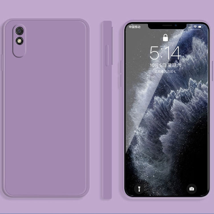 For Xiaomi Redmi 9A Solid Color Imitation Liquid Silicone Straight Edge Dropproof Full Coverage Protective Case(Purple) - Xiaomi Cases by buy2fix | Online Shopping UK | buy2fix