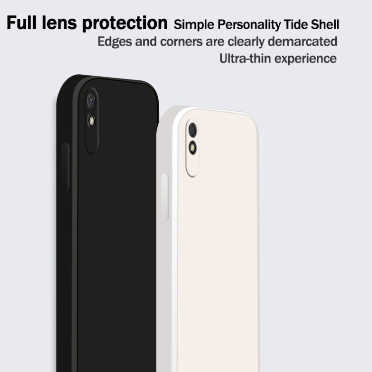 For Xiaomi Redmi 9A Solid Color Imitation Liquid Silicone Straight Edge Dropproof Full Coverage Protective Case(Black) - Xiaomi Cases by buy2fix | Online Shopping UK | buy2fix